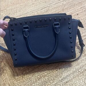 Michael Kors Black Studded Satchel